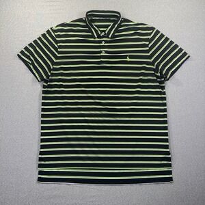 Ralph Lauren Performance Polo Shirt Men XL Black Lime Green Striped Pony Stretch